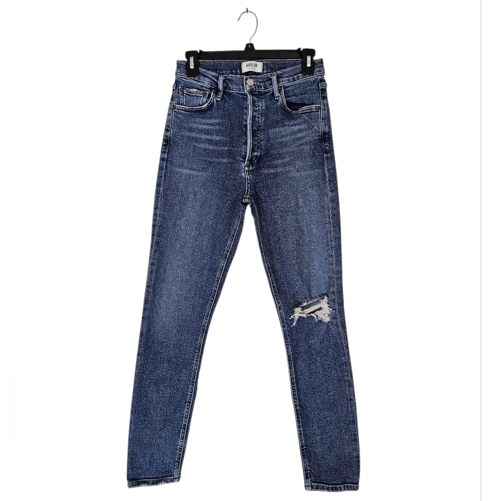 AGOLDE Nico‎ High Rise Slim Distressed Skinny Blue Jeans 26 Preowned